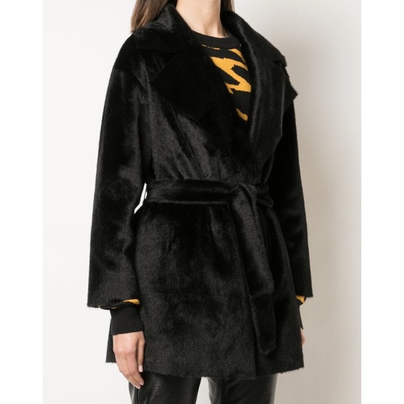 NWT Apparis Marine Faux Fur Reversible Wrap Jacket Black - Picture 2 of 10